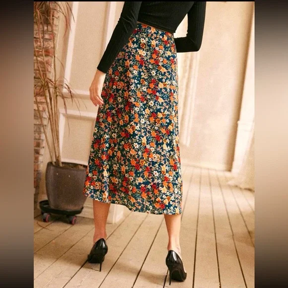 SHEIN Skirts Floral Print Midi Skirt Poshmark